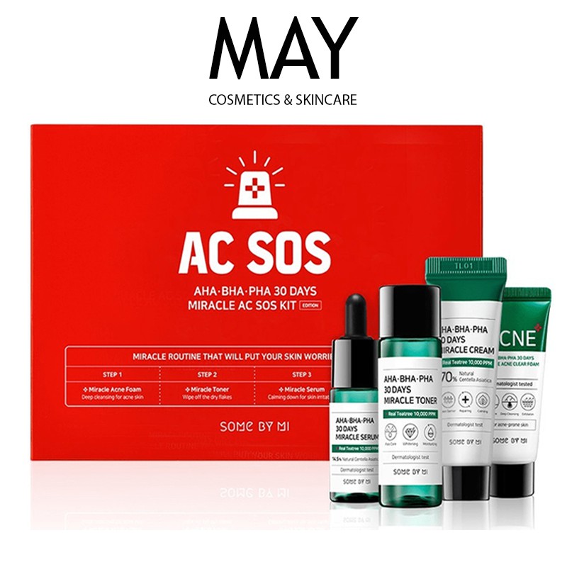 BỘ KIT SOME BY MI Dưỡng Da Ngừa Mụn  AHA - BHA - PHA 30 Days Miracle AC SOS KIT - CAM KẾT CHÍNH HÃNG