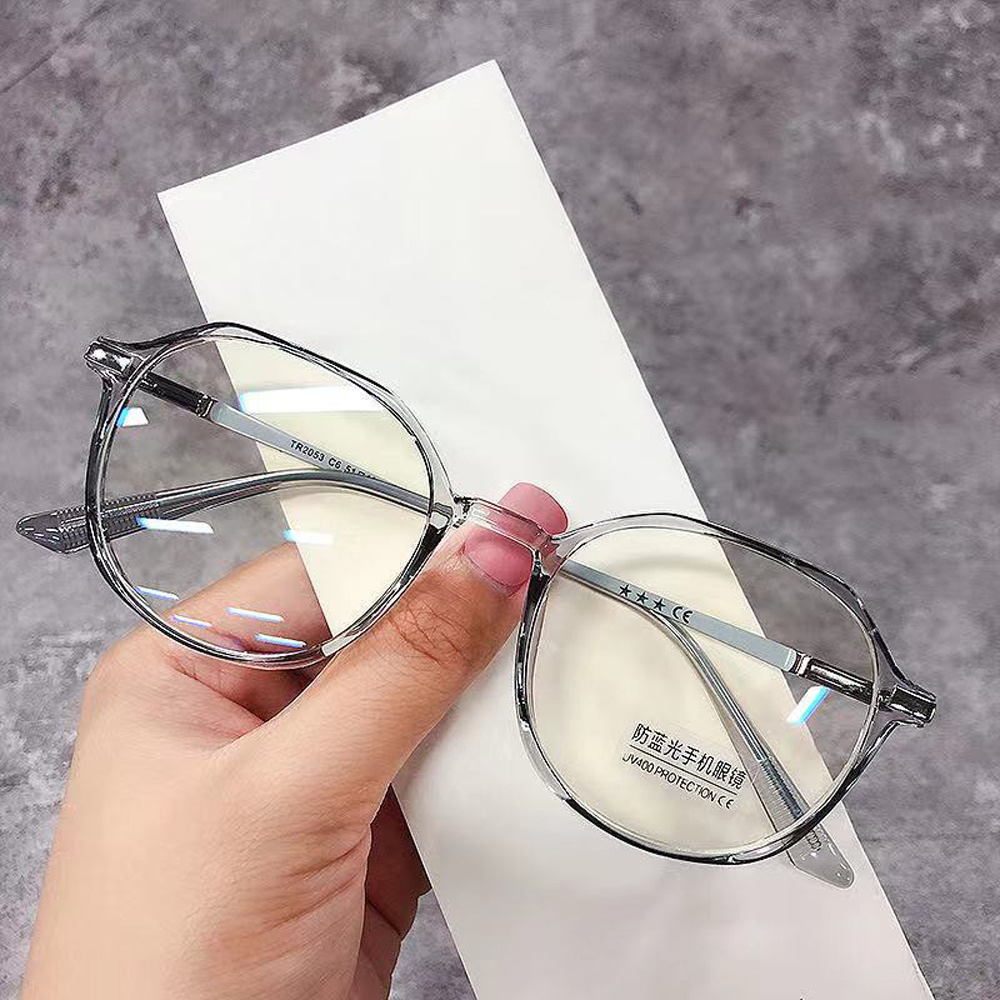 Kính mát SKJK gọng lớn trong suốt chống ánh sáng xanh phong cách cổ điển cho nam và nữ