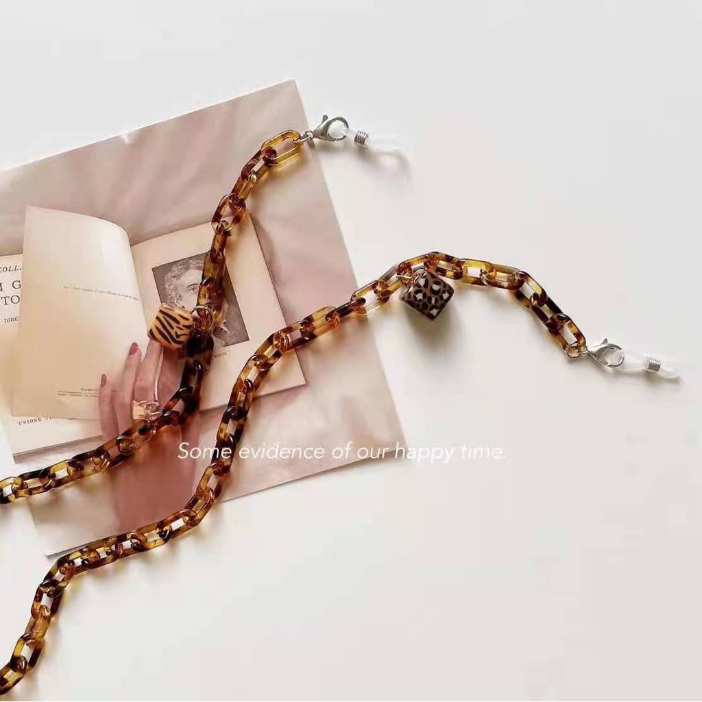 Dây đeo mắt kính bằng acrylic họa tiết da báo thời trang mới