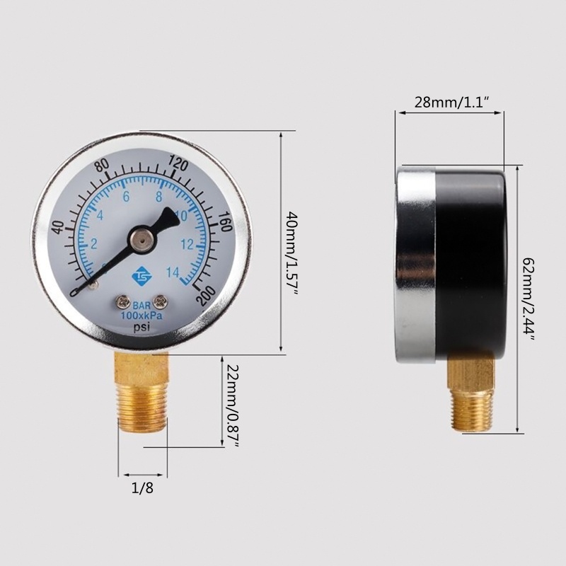 Đồng Hồ Đo Áp Suất Nước yu 0-200psi 0-14bar 1 8 npt Chất Lượng Cao