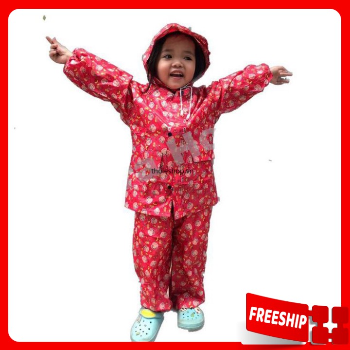 Áo mưa cho bé  🔖1 ĐỔI 1 🔖  Áo mưa bộ trẻ em, được thiết kế như bộ quần áo thông thường, tích thước gọn nhẹ 7824