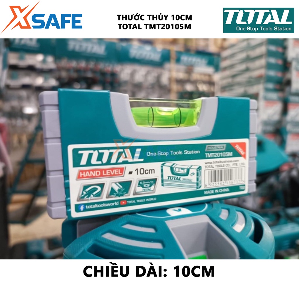 Thước thủy từ tính TOTAL TMT20105M Thước thủy nam châm chiều dài 10cm, tiêu chuẩn VPA, độ dày 1,5mm - Chính hãng