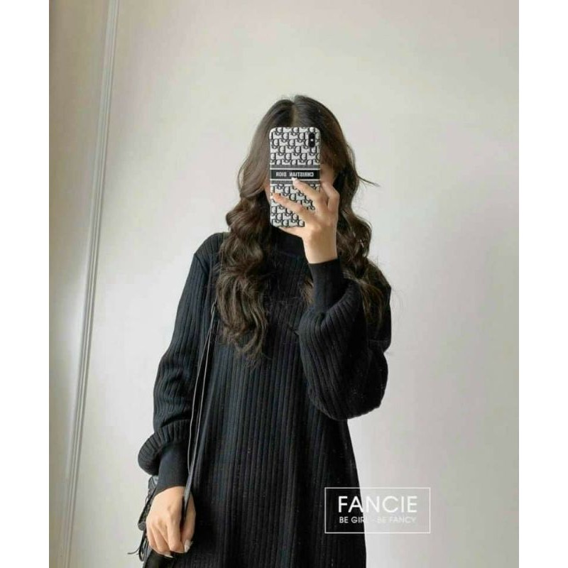 Đầm cổ lọ SUÔNG GÂN ĐŨA thu đông cao cấp | BigBuy360 - bigbuy360.vn