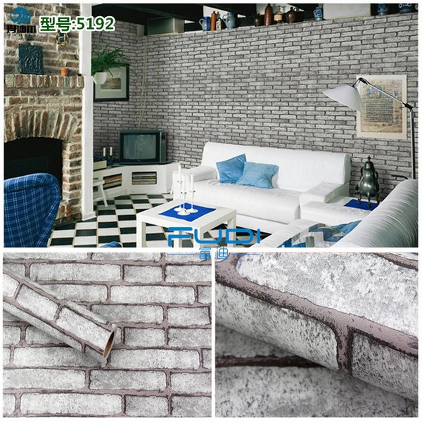 Decal giấy dán tường gạch xám rêu khổ rộng 0.45m