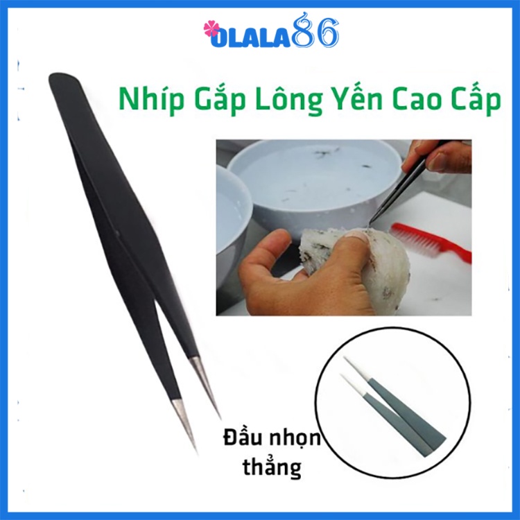 Nhíp gắp lông tổ yến, kẹp lông mi, kẹp linh kiện mũi nhọn, mũi cong chuyên dụng Olala 86