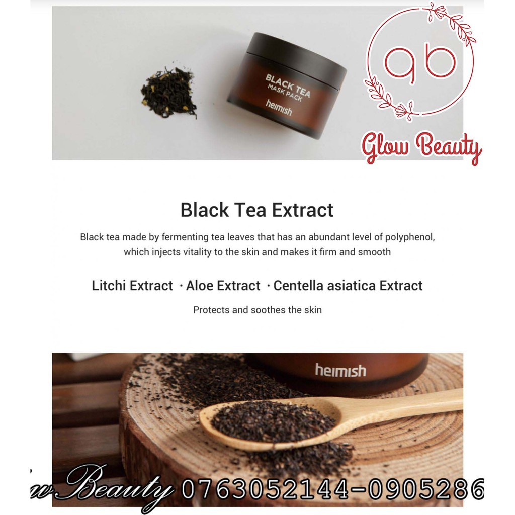 Mặt nạ dưỡng da chống lão hóa trà đen Heimish Black Tea Mask Pack 110ml