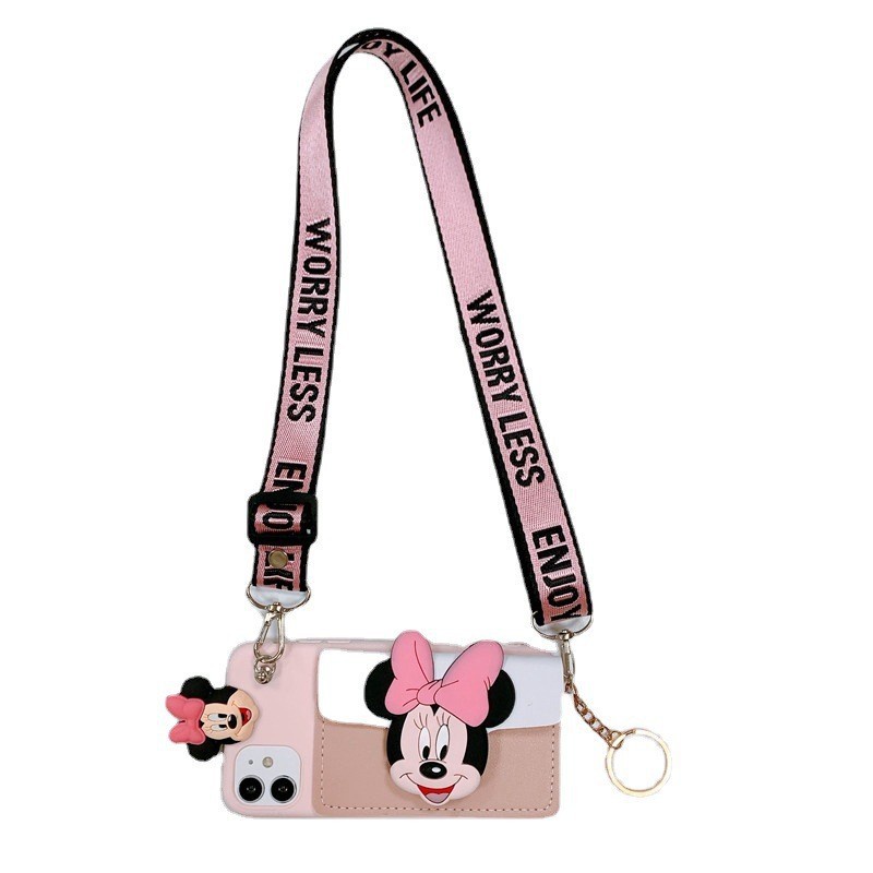 Ốp Điện Thoại Hoạt Hình Mickey Minnie Dễ Thương Có Dây Đeo Cho iphone11 pro12 13pro