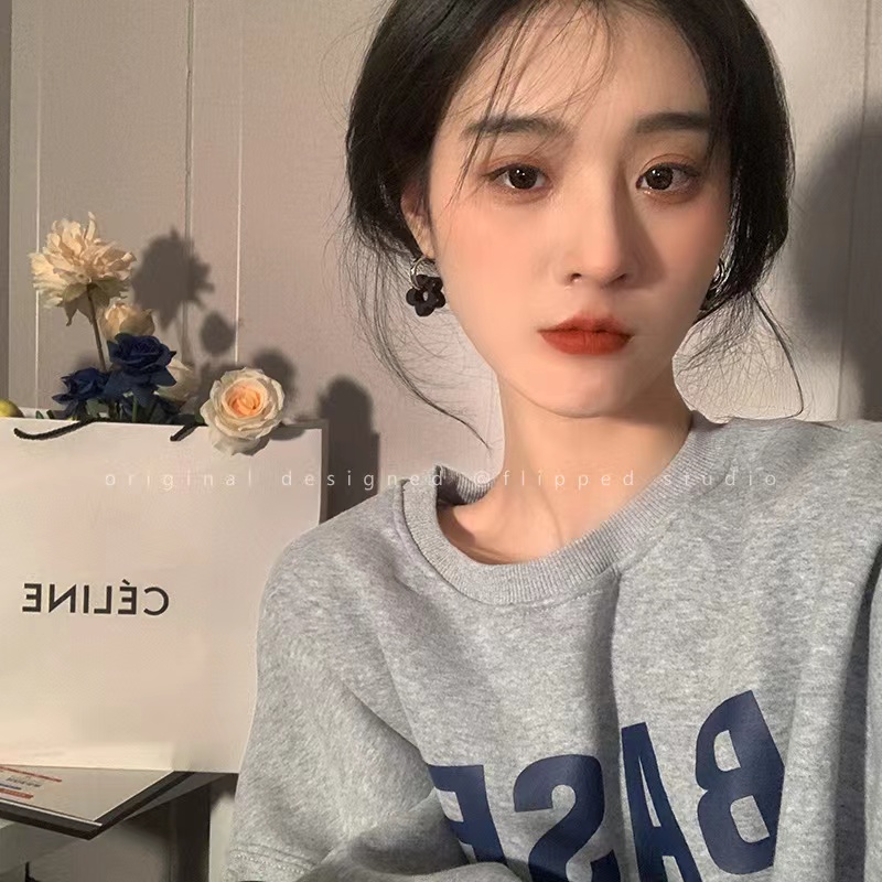 Hoa Tai Hình Hoa Màu Đen Hợp Thời Trang Cho Nữ