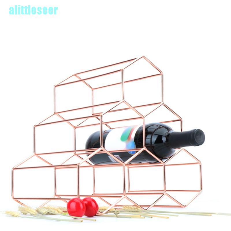 【Bar】Countertop Metal Wine Rack 6 Bottles Wine Storage Holder Wine Display Shelf Rack