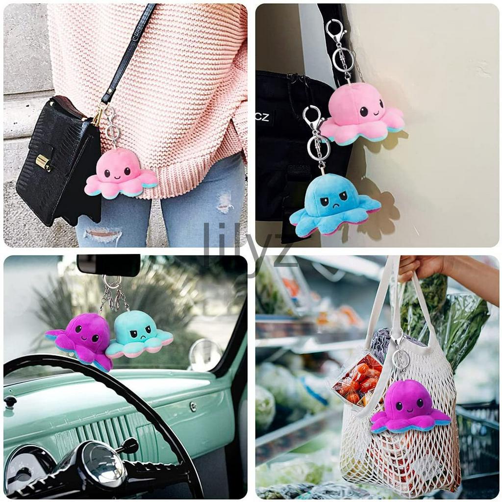[Hàng Có Sẵn] Móc Khóa Búp Bê Nhồi Bông Hai Mặt Hình Bạch Tuộc Hoạt Hình Có Thể Đ