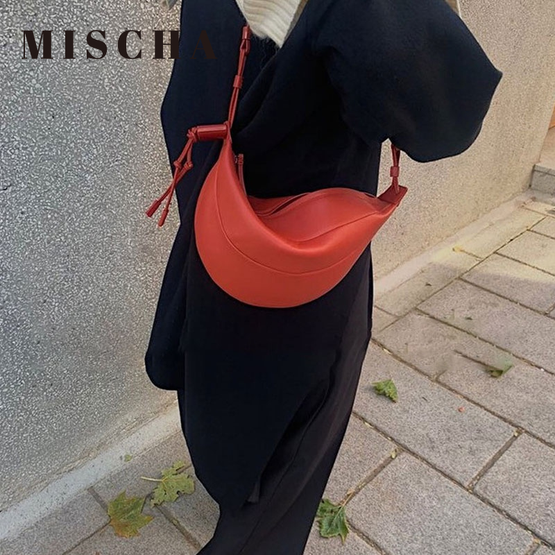 Mischa Túi Xách Da PU Đeo Vai Màu Trơn Sức Chứa Lớn Kiểu Dáng Đơn Giản Dễ Phối Đồ