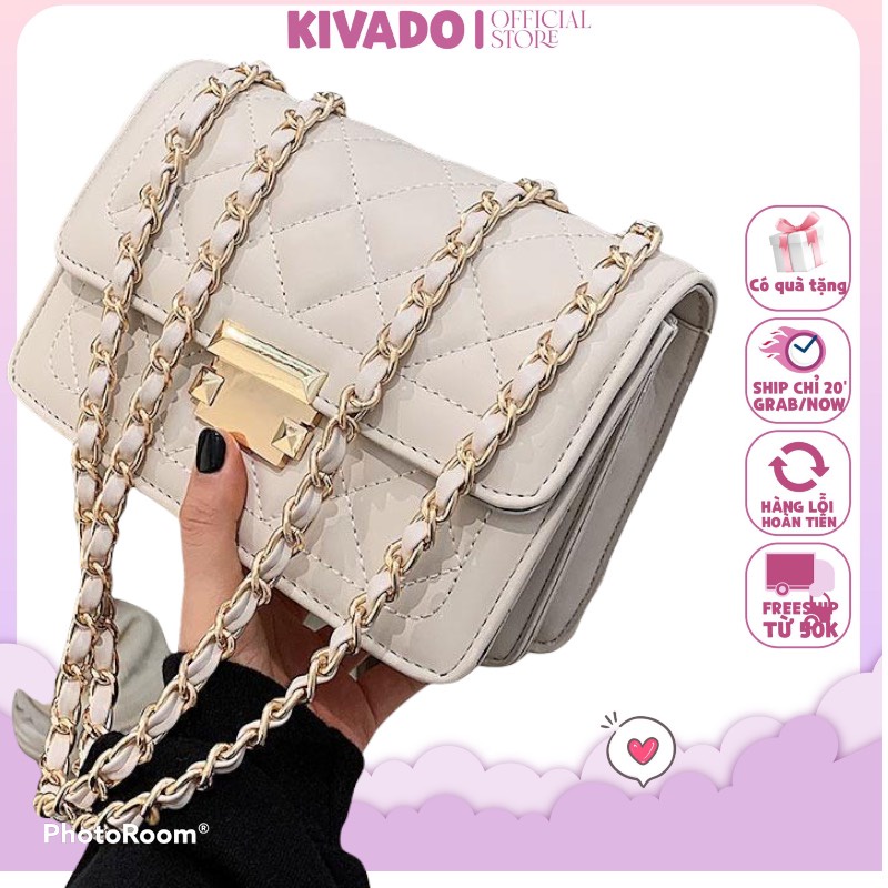 Túi xách đeo chéo  nữ  kẹp nách đẹp trắng caro thời trang Hàn Quốc hot trend KIVADO TKN B0735