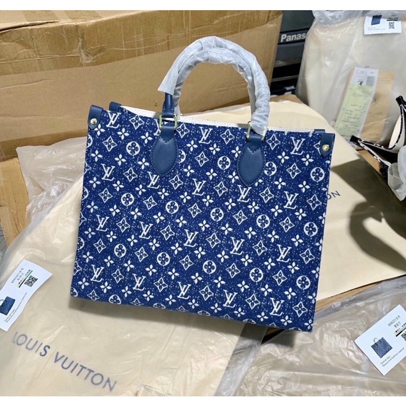 Túi xách nữ Lv onthego denim jean size lớn dày cực nặng size 35