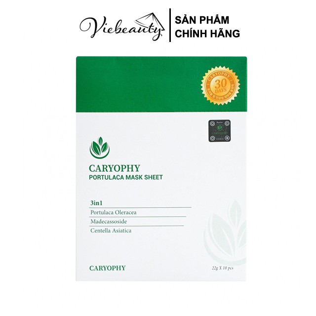 Mặt Nạ Cấp Ẩm Giảm Mụn Đầu Đen Caryophy Portulaca Mask Sheet 3IN1 22g - Khongcoson