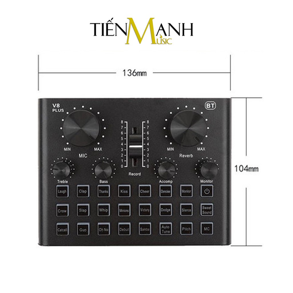 Sound Card Thu Âm Thanh, Livestream, Hát Karaoke Cuvave V8 Plus - Bluetooth Pin Sạc USB Audio Interface Soundcard V8Plus