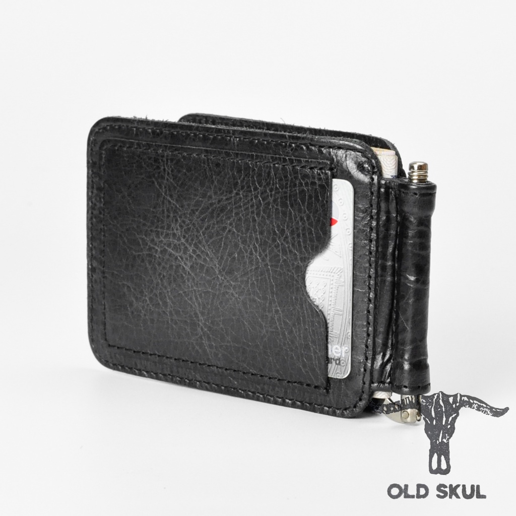 Ví da mini đựng thẻ kẹp tiền money clip V02, da bò thật, size 75x115mm dành cho cả nam và nữ