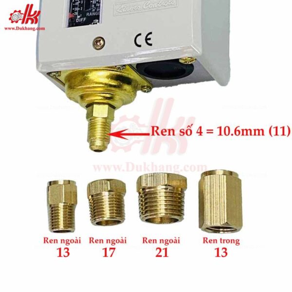 Nối ren đồng rơ le áp suất - số 4 ( 11mm)
