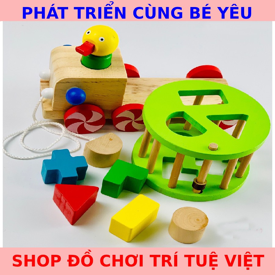 ✅PHÁT TRIỂN IQ CHO BÉ✅ ĐỒ CHƠI GỖ_THẢ HÌNH VÀO XE VỊT KÉO NHIỀU MÀU SẮC