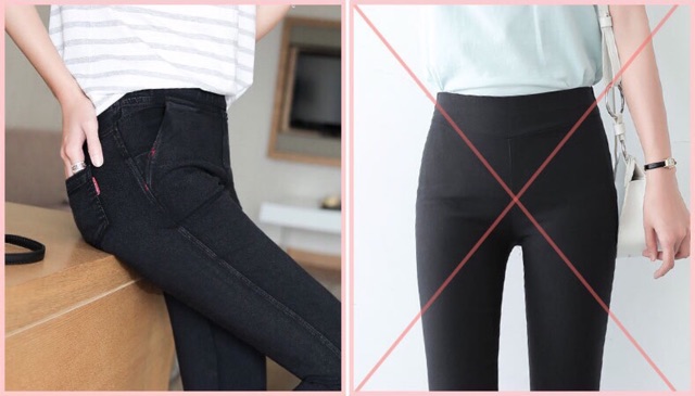 Quần Legging Giả Jeans Lót Lông/Không Lót Lông Cạp Cao Ôm Dáng Dày Dặn Co Giãn Tốt | BigBuy360 - bigbuy360.vn