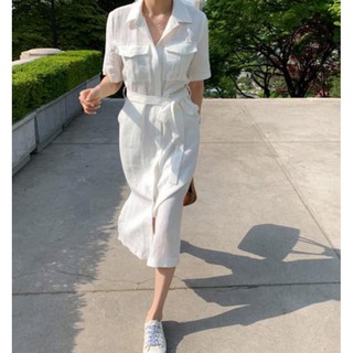 Đầm sơ mi linen Hàn Quốc - Hàng thiết kế cao cấp - đầm sơ mi đẹp