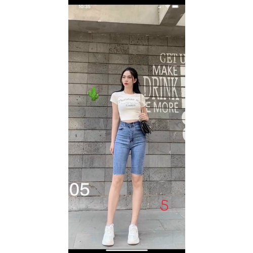 Quần jean lửng ngố trơn ôm body tối giản lform đẹp PC
