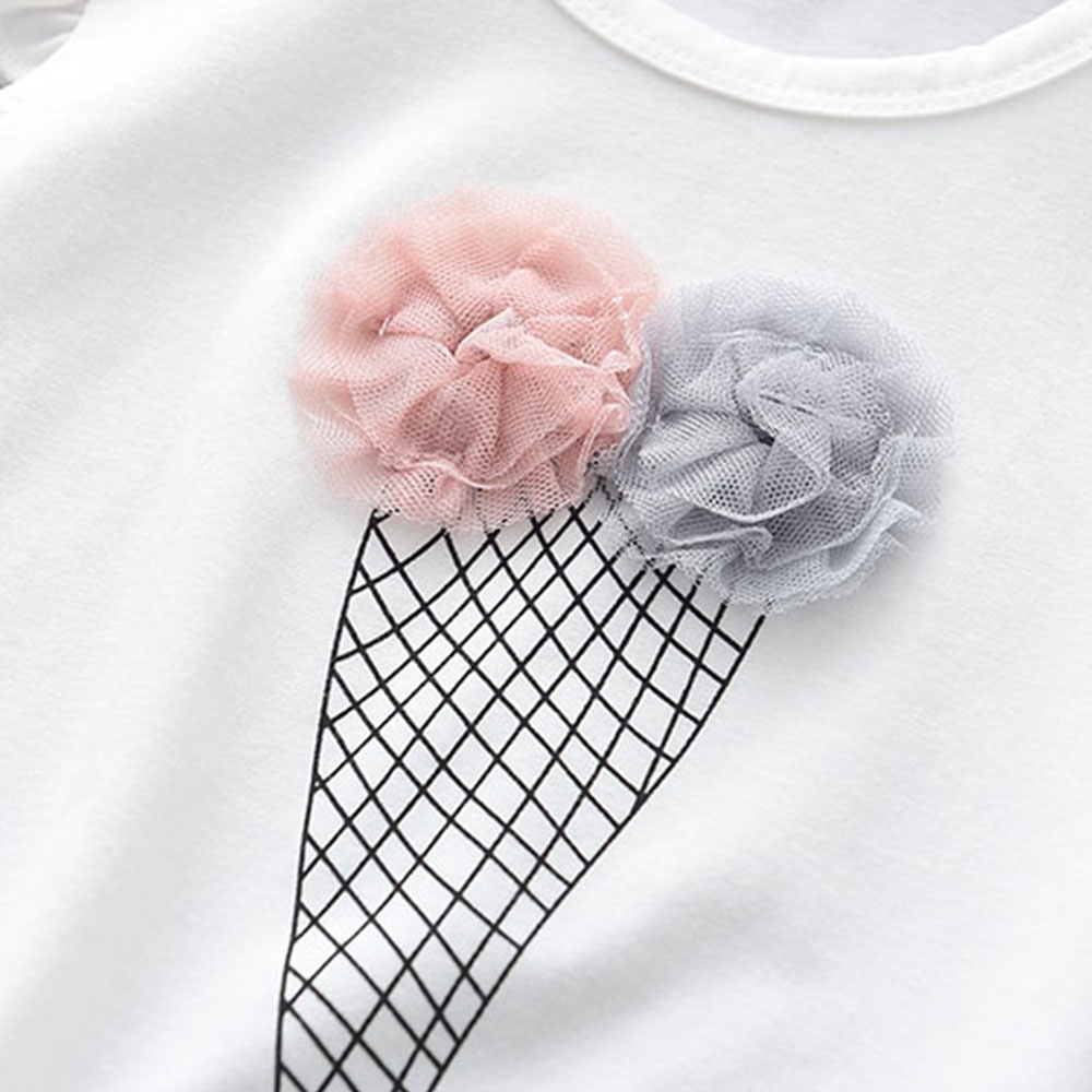 Set Bear Leader áo thun họa tiết cây kem + chân váy dễ thương thời trang mùa hè cho bé gái