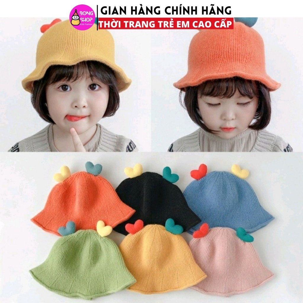 Mũ len trái tim cho bé trai bé gái từ 1-2 tuổi