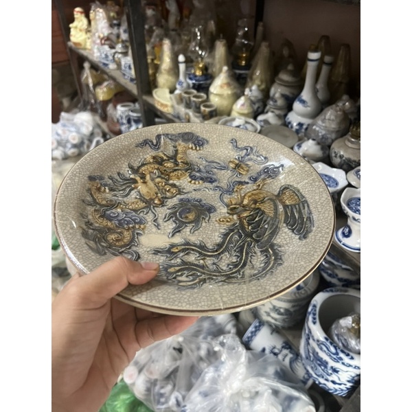 Mâm bồng men Rạn Nổi , mâm bồng men rạn, mâm bồng men rạn để hoa quả.