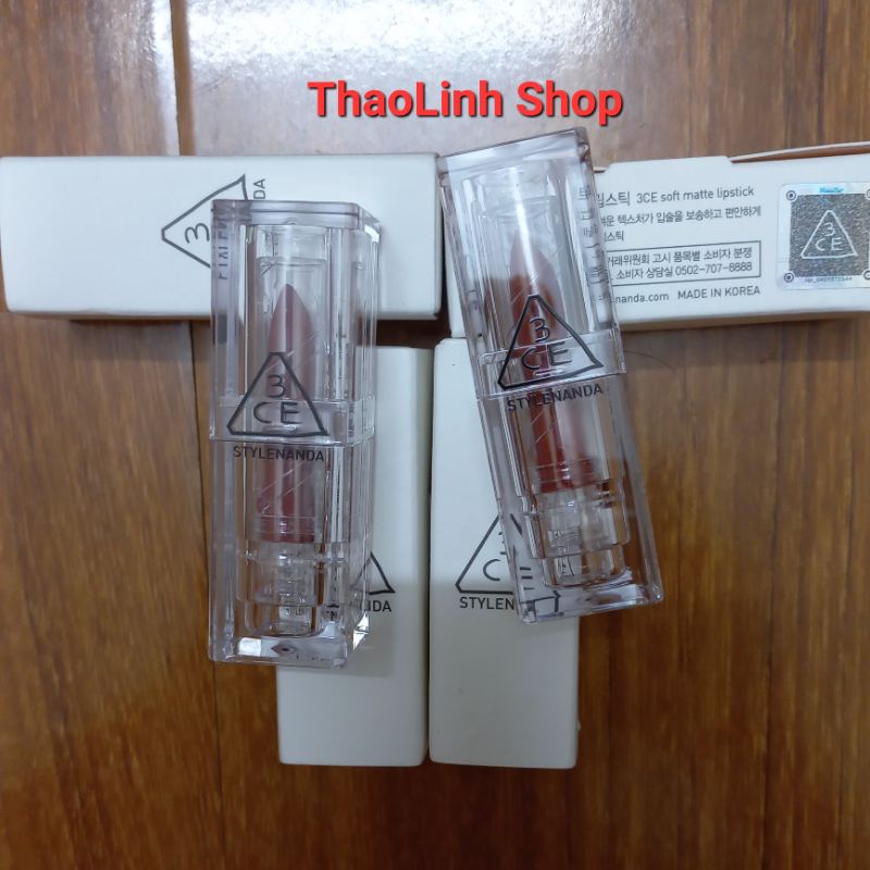 Son Thỏi Lì 3CE Soft Matte Lipstick vỏ trong suốt 3.5g ( Chính hãng ) new date