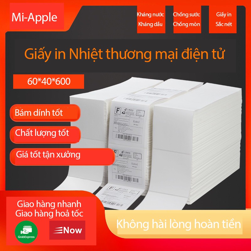 Giấy In Tem Nhiệt �Miapple Khổ 60x40mm Dạng Cuộn 600 Tem In Mã Vận Đơn Vận Chuyển Hàng CHUYỂN HOẢ TỐC