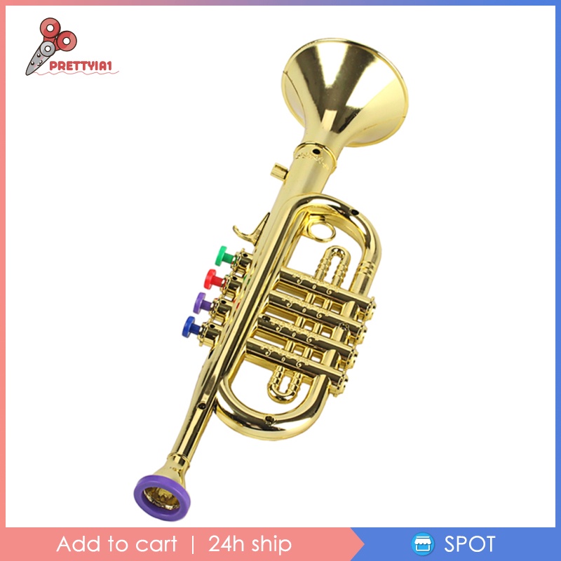 [Prettyia1] Kèn Trumpet Nhựa 1x / 3 Phím Màu Vàng Đồ Chơi Phát Triển Sớm Cho Bé