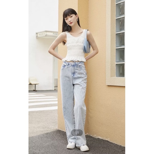 Áo sát nách kiểu thun phối bèo nhún VERO MODA