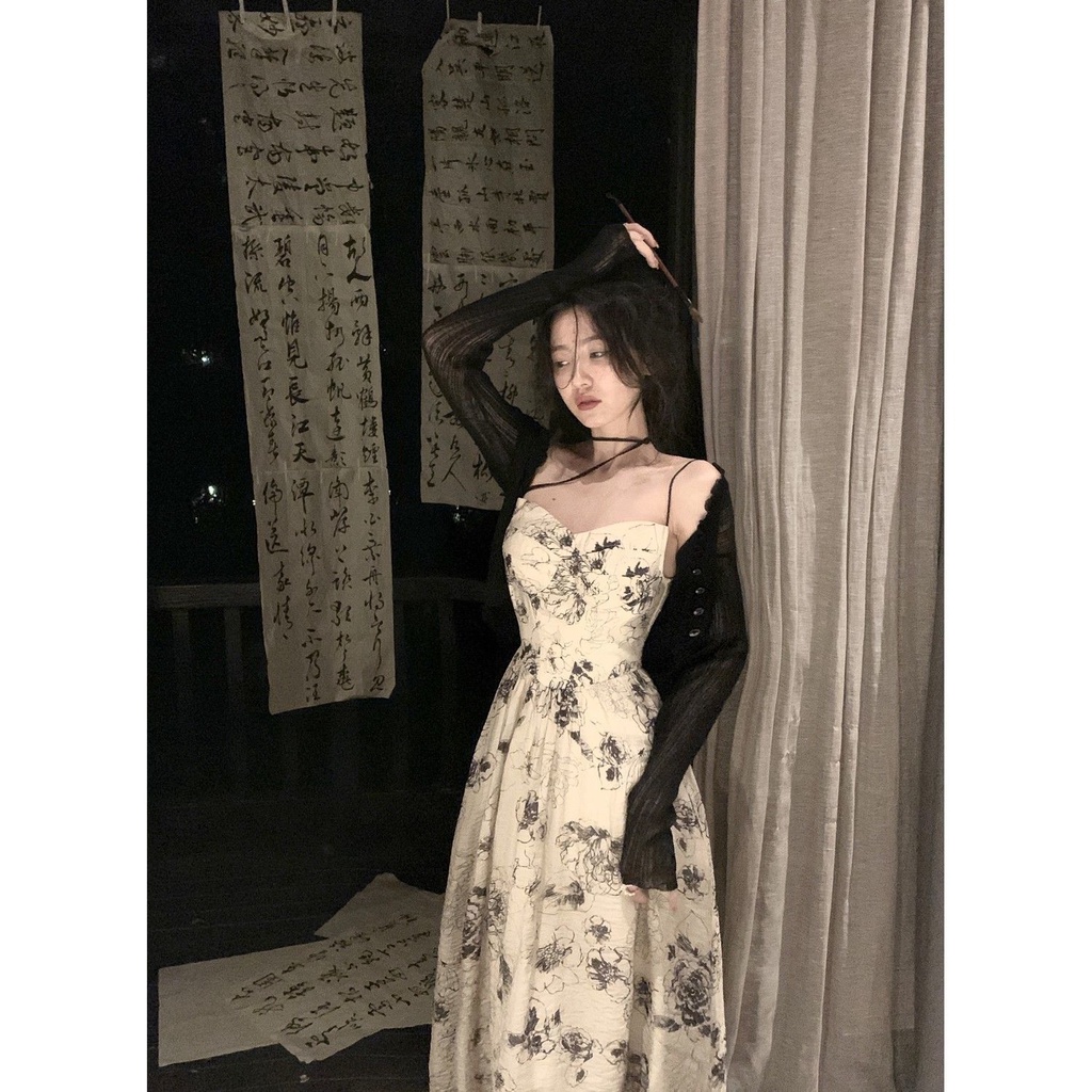 Đầm Hai Dây Dáng Dài Phong Cách Trung Hoa Thời Trang Mùa Hè 2022