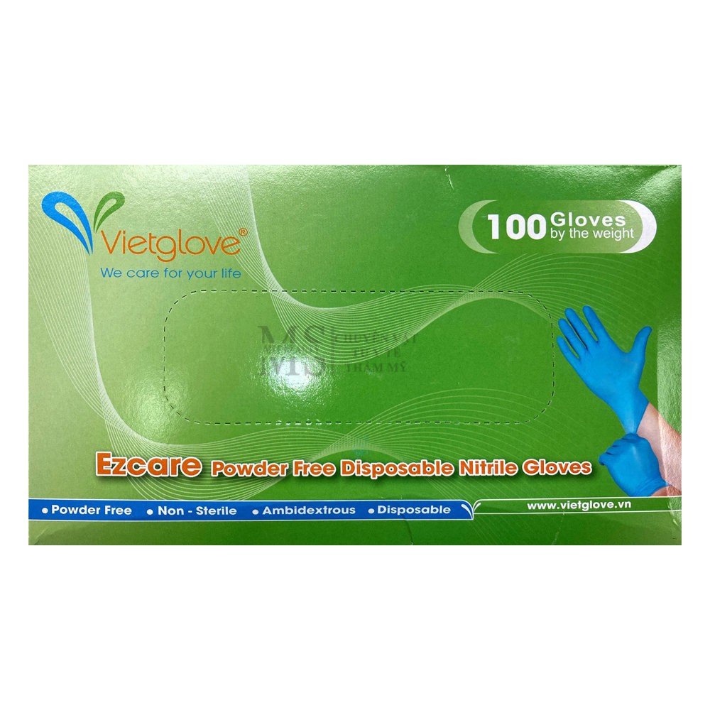 Găng tay y tế Nitrile không bột Vietglove đủ màu đen trắng xanh hộp 100 chiếc hãng EZCARE