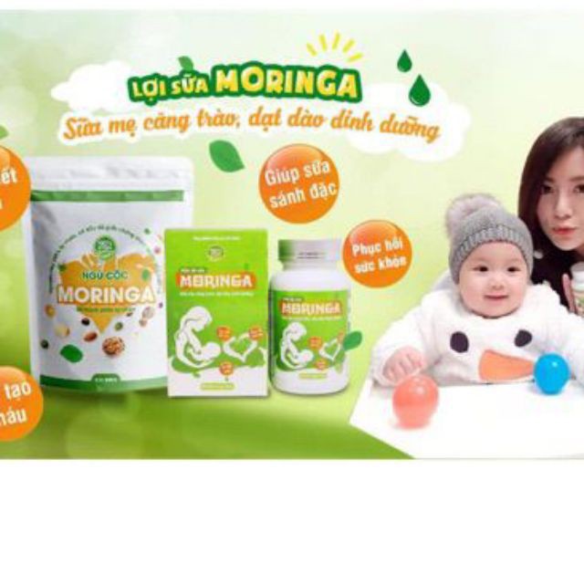 [Rẻ nhất shopee]VIÊN LỢI SỮA MORINGA tặng kèm ngũ cố lợi sữa