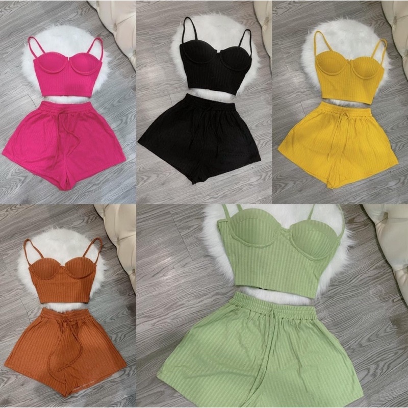 Nhiều Màu - có cúp và ko - Set Áo 2 Dây Quần Short