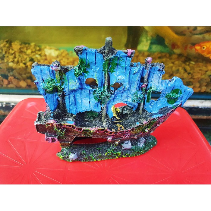 THUYẾN TRANG TRÍ HỒ CÁ NON BỘ 14X11X14CM