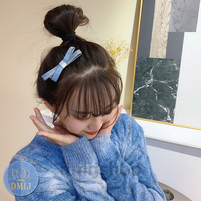 Kẹp Tóc Chữ X Họa Tiết Caro Vintage Hàn Quốc Nhiều Màu Mới