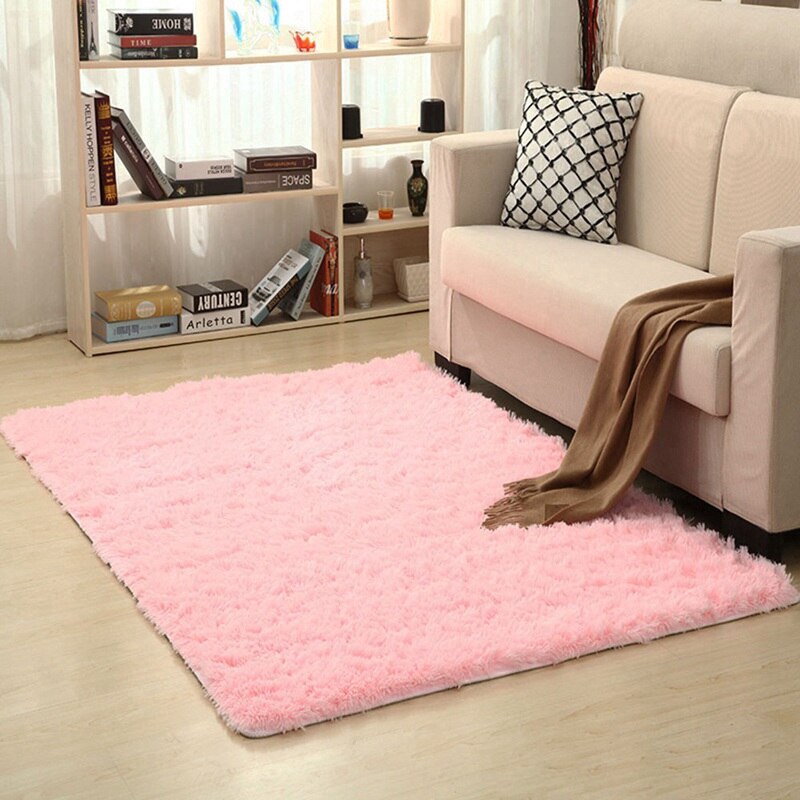 Thảm trải sàn nhà khách/phòng ngủ chống trượt vải lụa phối lông siêu mềm dày dặn