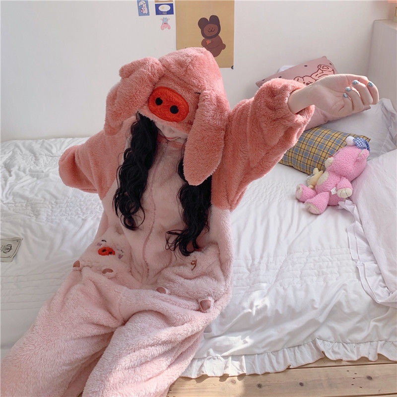 Áo Choàng Ngủ Một Mảnh Chất Liệu Lông Cừu San Hô Dày Dặn In Họa Tiết Hoạt Hình Thời Trang Thu Đông Cho Nữ | BigBuy360 - bigbuy360.vn