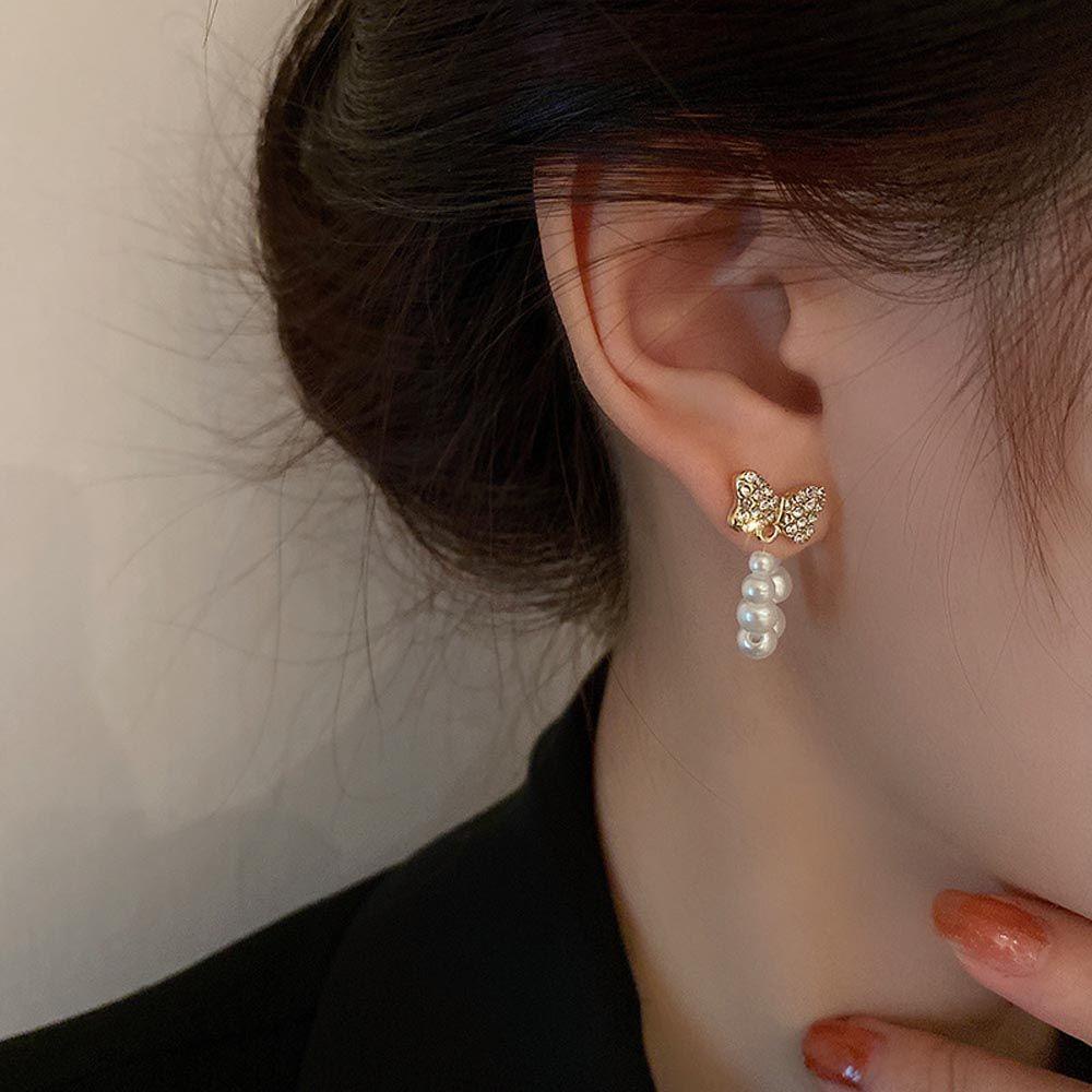 Bông Tai Hình Nơ Xinh Xắn Thời Trang Dành Cho NữKhuyên Tai Dáng Dài Đính Đá Thời Trang Cho Nữ