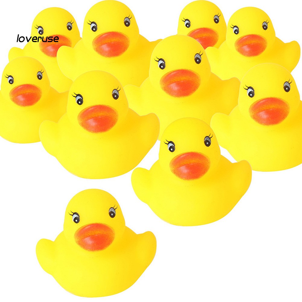 WJ_10Pcs Baby Infants Bath Shower Tub Inflatable Floating Toy Rubber Squeaky Ducks