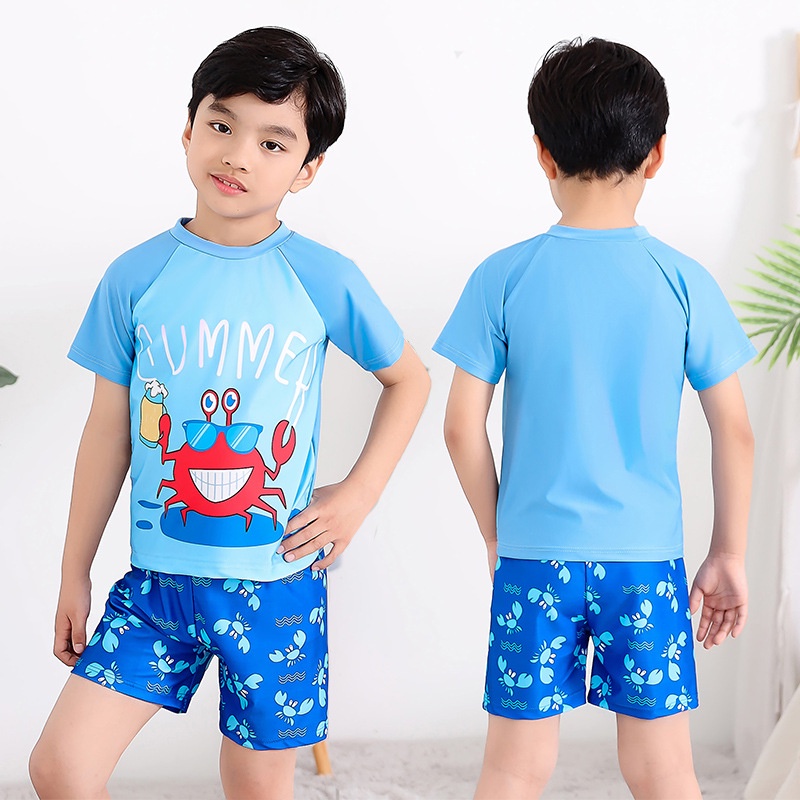 Bộ Đồ Bơi Bé Trai Ngắn Tay Quảng Châu  LUHAZO Set Quần Áo Bơi Họa Tiết Ngộ Ngĩnh