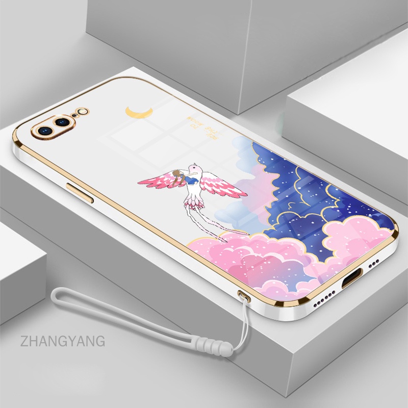 Ốp Điện Thoại Mềm Mạ Điện Họa Tiết Hoạt Hình Kèm Dây Đeo Cho iPhone 7 plus iPhone 7 iPhone 6 6s iPhone 6 plus iPhone 8 iPhone 8 plus iPhone 6s plus