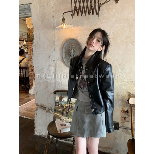 (SẴN) TKLIHN Áo khoác Da Ulzzang crotop phong cách FASHIONITA 2022
