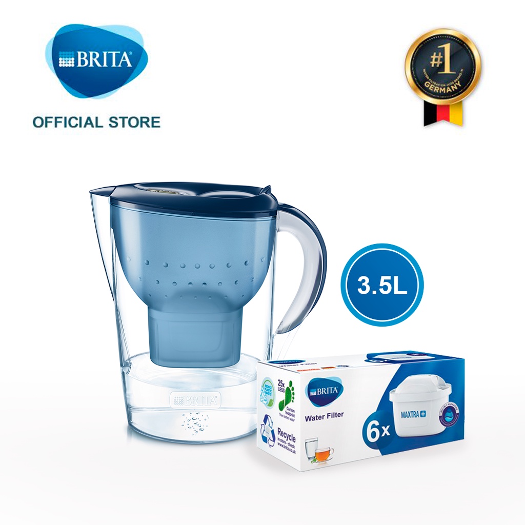 Combo Bình Lọc Nước BRITA Marella XL 3.5L kèm Hộp 6 lõi lọc BRITA Maxtra Plus - Trắng