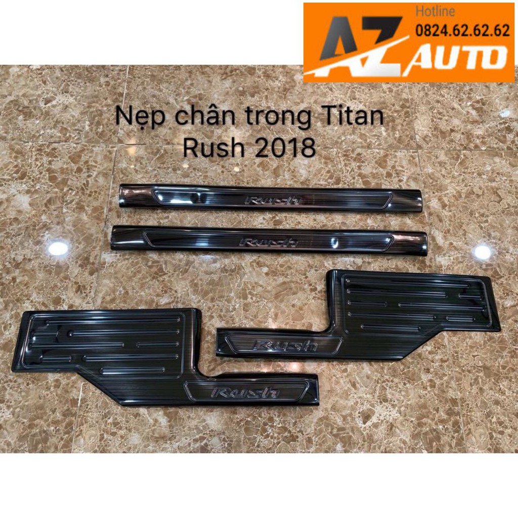 Bộ 8 Ốp bậc trong ngoài xe Toyota Rush 2018 - 2022 mẫu titan