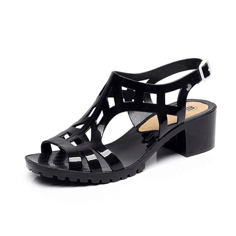 Giày Sandal Nhựa Dẻo Gót Vừa Dày Hở Ngón Mùa Hè Cho Nữ