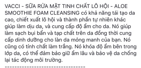 Sữa rửa mặt Nha đam cao cấp Vacci