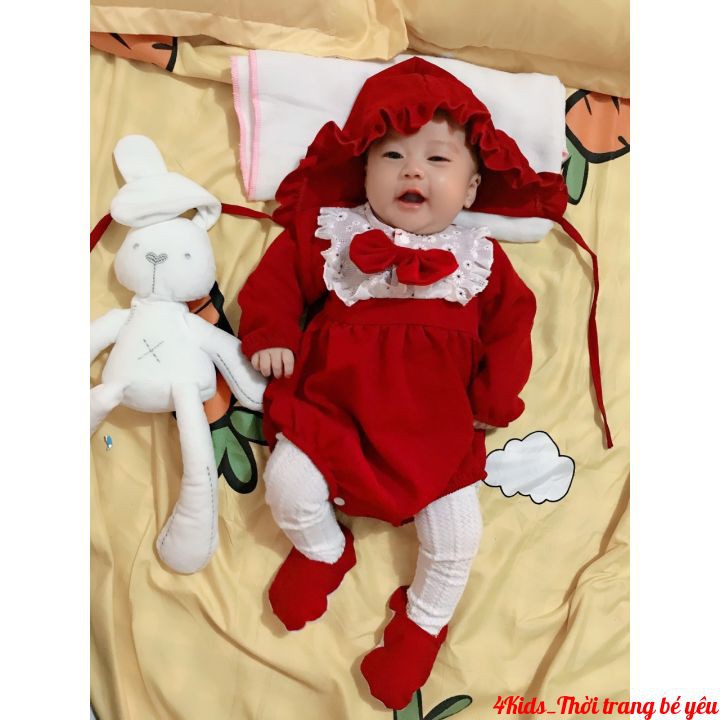 SET BODY Quà đầy tháng cho bé gái Body quốc dân màu đỏ đô ♥️♥️SET 3 CHI TIẾT♥️♥️ món quà tặng đầy tháng ý nghĩa